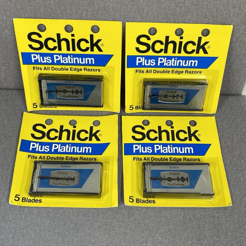 Schick Plus Platinum Blades 5 Count NOS Teflon Lot Of 4 Packs Shaving Razor Vtg